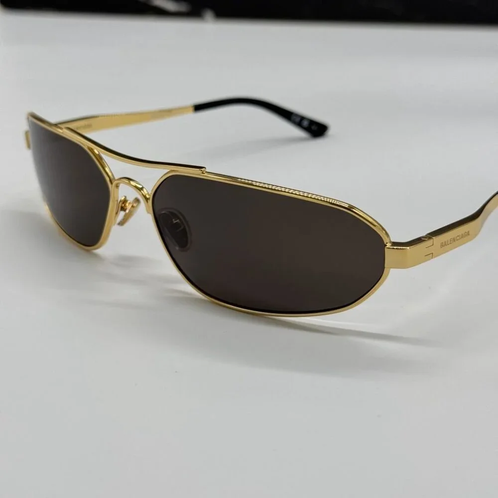 NEW BB0227S 001 BALENCIAGA DARK GOLD/GREY MEN BALENCIAGA SUNGLASSES - Picture 10 of 13